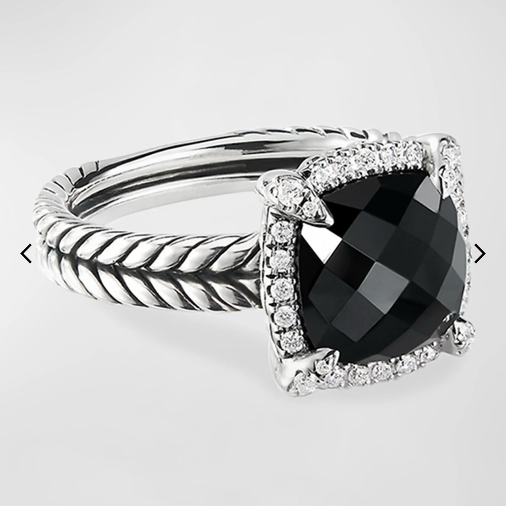 David Yurman Chatelaine Pavé Bezel Ring with Gemstone and Diamonds in Silver